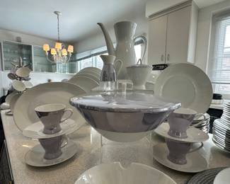 You Won't See This Again!  Rosenthal 2000 "Crystalline Blue" Eames Era Coffee and Serving Pieces. It's So Completely Lovely!  It is Paired with Rosenthal Classic Dinnerware in Light Blue, The Set is Breathtaking! 