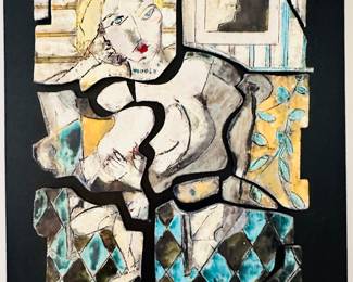 Artist Signed Ceramic Abstract Wall Art, 18" x 20".