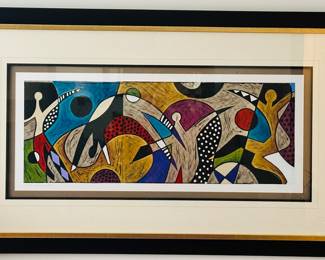 Lisa Kesler (American, 30th Cent) Print "Savoy Swing Quartet" Pencil Signed, Professionally Framed by Soicher-Marin, 48.5" x 29".