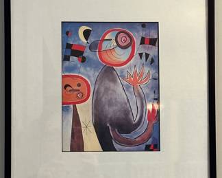 Joan Miro, "Ladders Cross the Blue Sky in a Wheel of Fire" Framed Print.