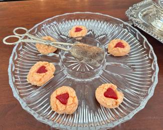 Vintage Cut Crystal Divided Serving Tray with Dip Cut Out.