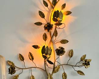 Up Close View of the Incredibly Stunning Westfall CO. (FL) Vintage Tole Illuminated Wall Sconce, 34" x 25"