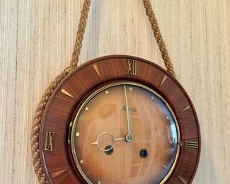 Vintage 1950’s Franz Hermle Brass Chiming Wall Hanging Clock (W. Germany) with Original Key, Working and Sounds Beautiful!