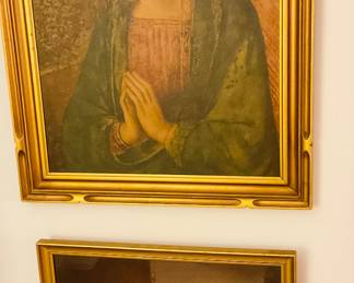 Warner Sallman, 1940, Signed Lithograph with Copyright from 1941 Kriebel & Bates of Jesus, (17.5" x 21.5"), Shown with a Framed "Madonna Del Popolo" c. 1656 Reproduction, 19.5" x 24".