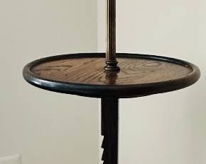 Vintage Frederick Cooper Adjustable Ratchet Walnut Wood Floor Lamp with Tray