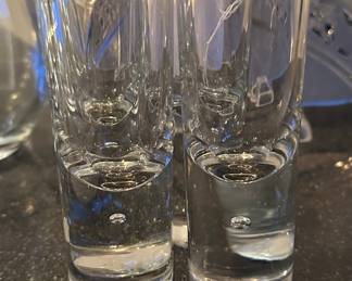 Kosta Boda "Controlled Bubble" Solud and Incredible Shot Glasses, Two Sets Available. 