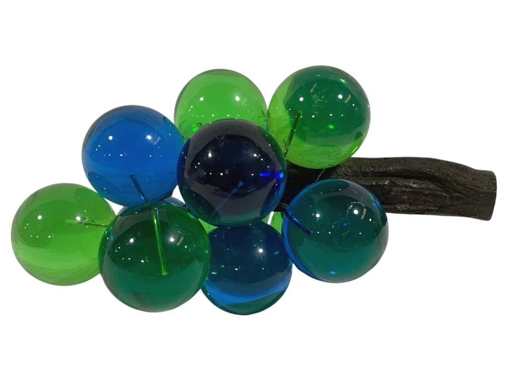 1 - Cluster of Vintage Blue & Green Lucite Grapes 8" long

