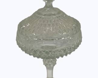 32 - Vintage Lidded Pedestal Candy Dish - 12.25" tall