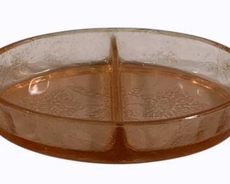 58 - Pink Depression Glass Divided Dish - 8.5 x 5
