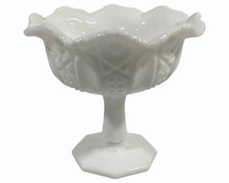 38 - Milk Glass Pedestal Compote Dish - 6.25 x 7
