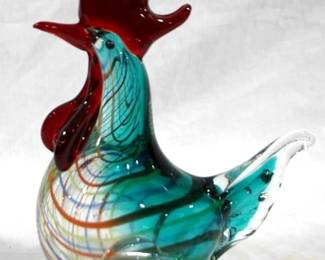 22x - Murano Glass Rooster, 8.25"
