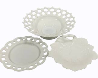 110 - 3 Milkglass Bowl & Plates
