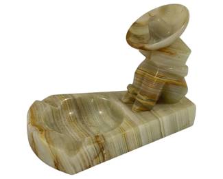 76 - Vintage Onyx Stone Ashtray - 6.5 x 5 x 4.4
