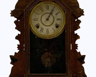 27 - Wm. L. Gilbert Mantle Clock "Dove" Model w/ key 14 x 19 x 5 Used as is electric/electronic/mechanical item. No guarantee all components, untested.
