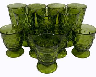 183 - 12 Green Glasses - 4.25" & 6"
