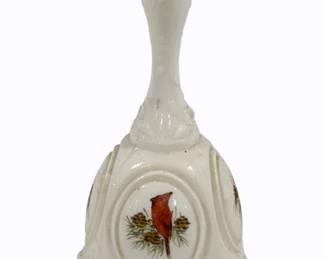 74 - Hand Painted Milk Glass Bell, Signed - 7"
