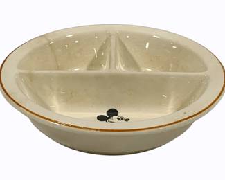 82 - Vintage Mickey Mouse Child's Serving Dish Danville Dairy Products - 6.5" - small hairline crack
