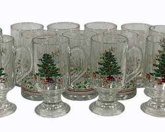 83 - 13 Holiday Pedestal Mugs - 5 1/4" & 5 3/4"
