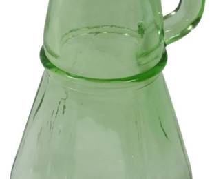 175x - Vintage Uranium Glass Syrup Pitcher 6"
