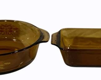 93 - 2 Amber Glass Dishes - 10.5 x 5.5, 11.5 x 9
