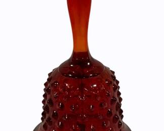 73 - Ruby Red Hobnail Glass Bell - 6"
