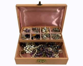 178 - Jewelry Box w/ Costume Jewelry - 11.5 x 8 x 3.5
