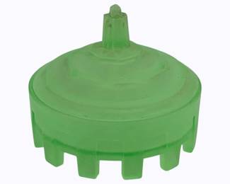 186 - Green Uranium Glass Jar w/ Lid - 5 1/4 x 5
