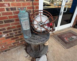 Brass fire extinguisher and fire hose reel