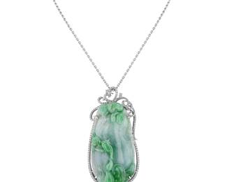 Lot 9056 Jadeite Jade Pendant with DiamondsGIA Certified