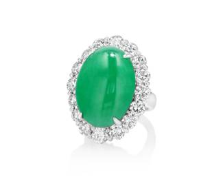 Lot 8222 Jadeite Jade Ring with DiamondsGIA Certified