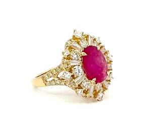 Lot 8182 Ruby  Diamond RingGIA Certified