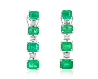 Lot 8237 Emerald  Diamond EarringsGIA Certified