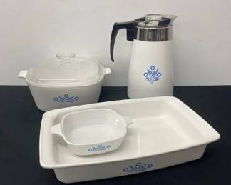 Vintage Corningware Coffee Percolator With Matching Corningware Cookware 