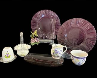Vtg. Amethyst Depression Glass Purple Decor 