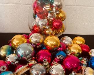 Vintage Multicolored Christmas Glass Ornaments 