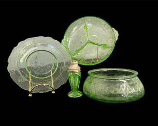 Vtg. Cameo Ballerina Uranium Glass Items