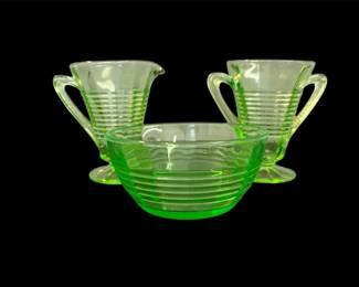 Vtg. Anchor Hocking Circle Pattern Cream, Sugar Bowl