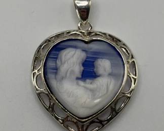 Incredible Sterling Silver Cameo Heart Pendant