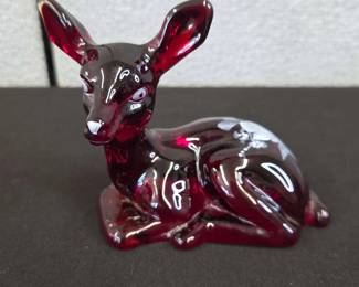 003 Fenton Glass Red Amberina Fawn