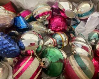 Vintage Christmas Glass Multicolored Ornaments Lot 6 Of 8 