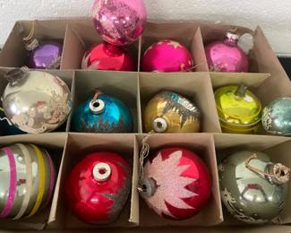 Vintage Christmas Glass Multicolored Ornaments Lot 3 Of 8 