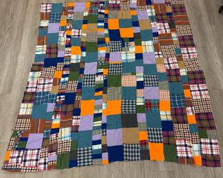 Colorful Vintage Handwoven Quilt unfinished