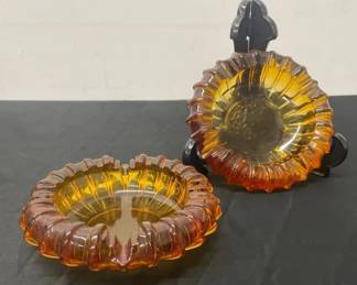 Vintage Amber Glass Ashtrays