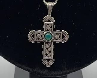 Sterling Silver Cross Pendant On 16 Sterling Silver Box Chain
