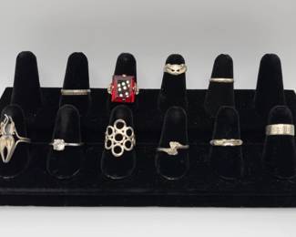 Collection Of 10 Vintage Sterling Silver Rings