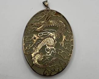 Vintage Silver And Stone Dragon Pendant