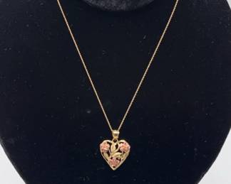 14K Rose And Yellow Gold Heart Pendant On 14K 18 Necklace