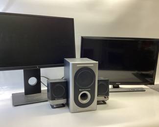 DELL MONITOR WITH STAND, SAMSUNG TV, AND SPEAKERS ALTECâ€¦. NEEDS POWER SUPPLY FOR BOTH MONITOR AND TV NO REMOTE