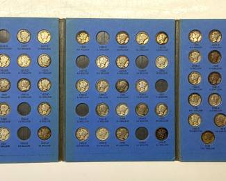  67 SILVER MERCURY DIMES IN BOOK