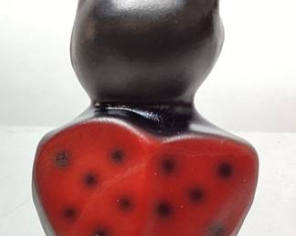 1999-2000 (PNWFA) FENTON ART GLASS LOVE BUG LADY BUG FIGURINE, 3in, FENTON 95th ANNIVERSARY